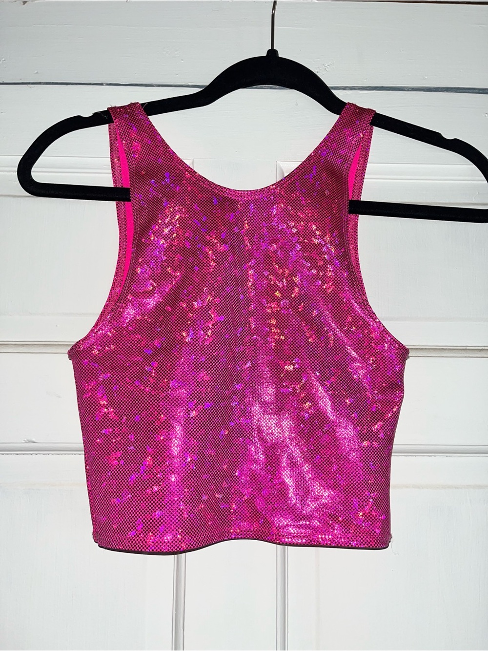 Sparkling Fuchsia Sequin Crop Tank Top